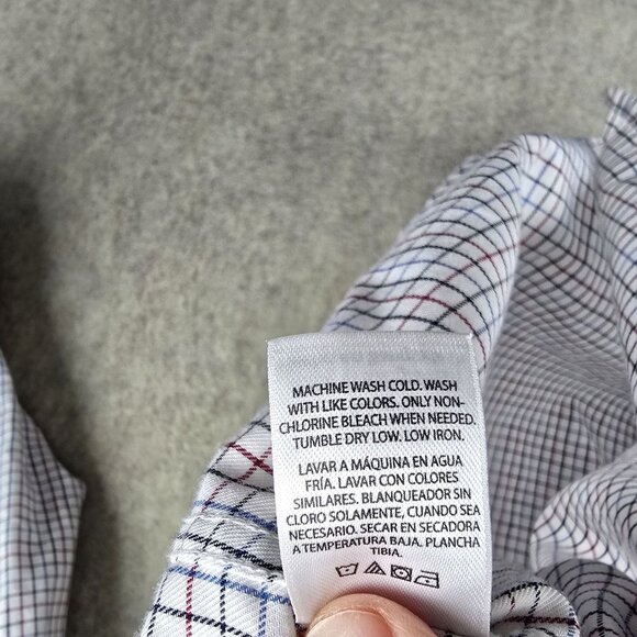 George Mens Button Down Shirt Checkered White/Red/Blue 5XL Cotton Blend Classic - Picture 4 of 7